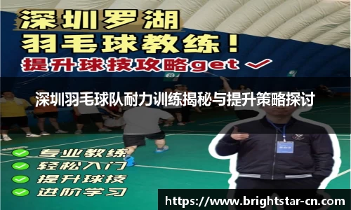 深圳羽毛球队耐力训练揭秘与提升策略探讨